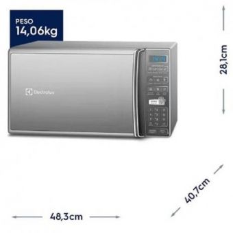 FORNO MICROONDAS ELECTROLUX 27L MS37R PRATA, PORTA ESP, 55 RECEITAS  MENU ONLINE