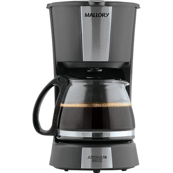 CAFETEIRA MALLORY AROMA 16 CAFES FILTRO PERMANENTE PRETA/PRATA 110V